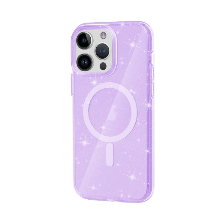 For iPhone 15 Pro Terminator Style Glitter Powder MagSafe Magnetic Phone Case(Purple) - iPhone 15 Pro Cases by buy2fix | Online Shopping UK | buy2fix