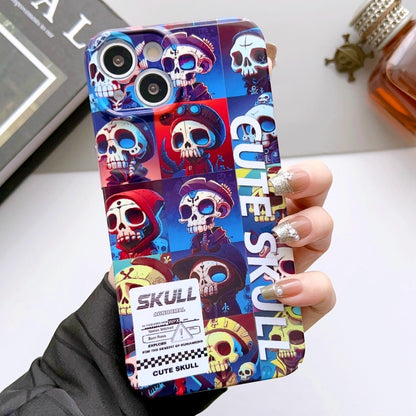 For iPhone 14 Plus Painted Pattern Precise Hole PC Phone Case(Cute Skull) - iPhone 14 Plus Cases by buy2fix | Online Shopping UK | buy2fix