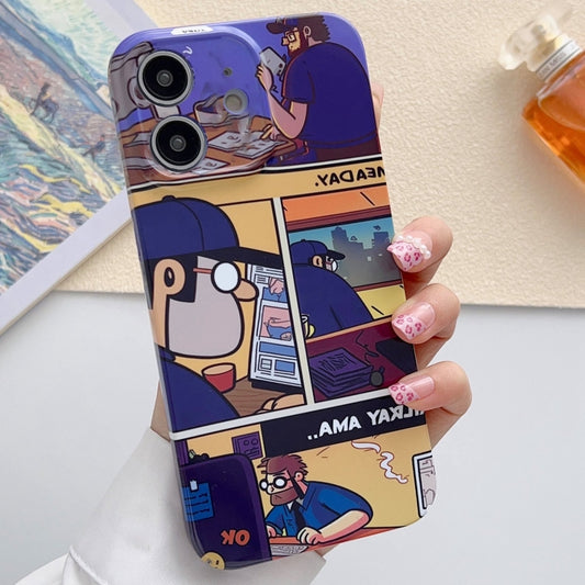 For iPhone 11 Painted Pattern Precise Hole PC Phone Case(Working Comics) - iPhone 11 Cases by buy2fix | Online Shopping UK | buy2fix