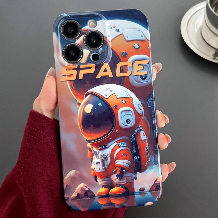 For iPhone 15 Pro Painted Pattern Precise Hole PC Phone Case(Orange Astronaut) - iPhone 15 Pro Cases by buy2fix | Online Shopping UK | buy2fix