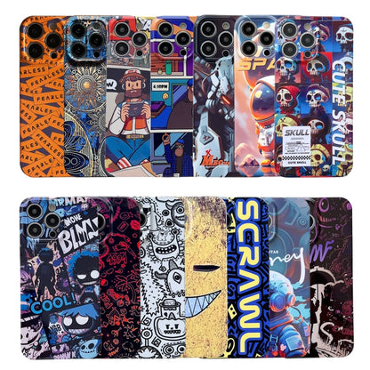 For iPhone 14 Plus Painted Pattern Precise Hole PC Phone Case(Purple Comics) - iPhone 14 Plus Cases by buy2fix | Online Shopping UK | buy2fix