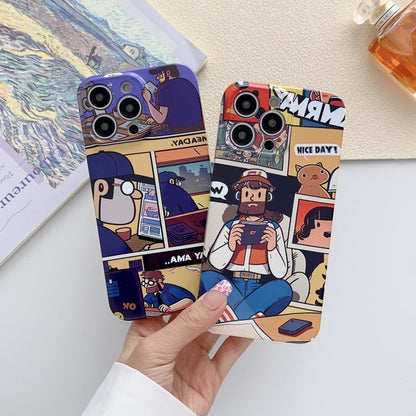 For iPhone SE 2022 / 2020 / 8 / 7 Painted Pattern Precise Hole PC Phone Case(Working Comics) - iPhone SE 2022 / 2020 / 8 / 7 Cases by buy2fix | Online Shopping UK | buy2fix