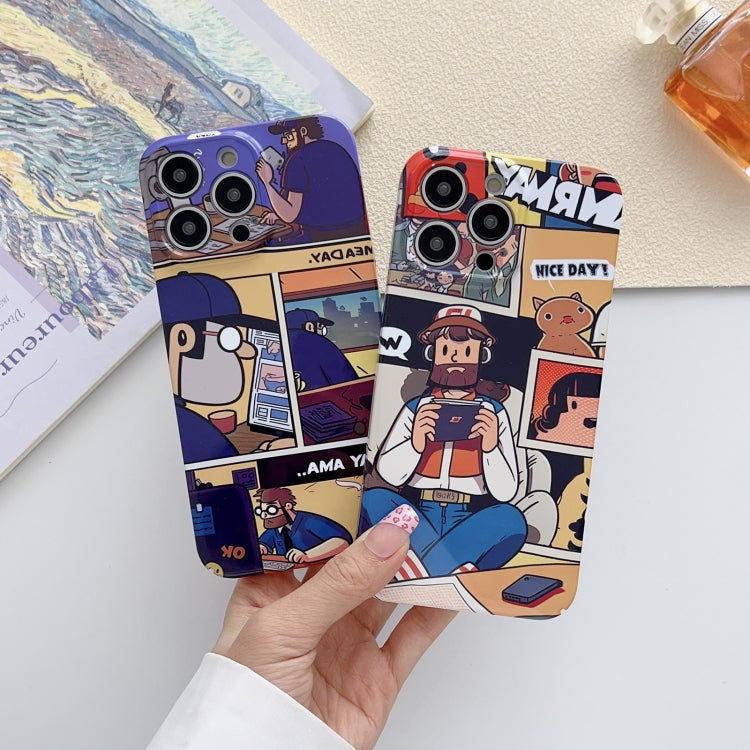 For iPhone 14 Pro Max Painted Pattern Precise Hole PC Phone Case(Comics Umbrella Boy) - iPhone 14 Pro Max Cases by buy2fix | Online Shopping UK | buy2fix