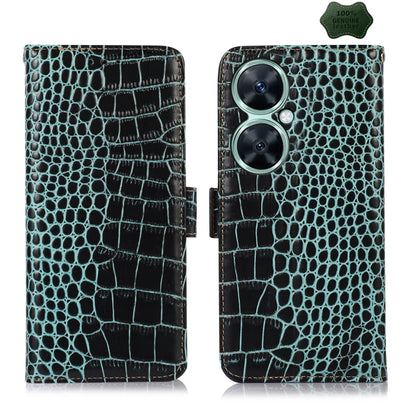 For Huawei Nova 11i / Enjoy 60 Pro / Maimang 20 5G Crocodile Top Layer Cowhide Leather Phone Case(Green) - Huawei Cases by buy2fix | Online Shopping UK | buy2fix