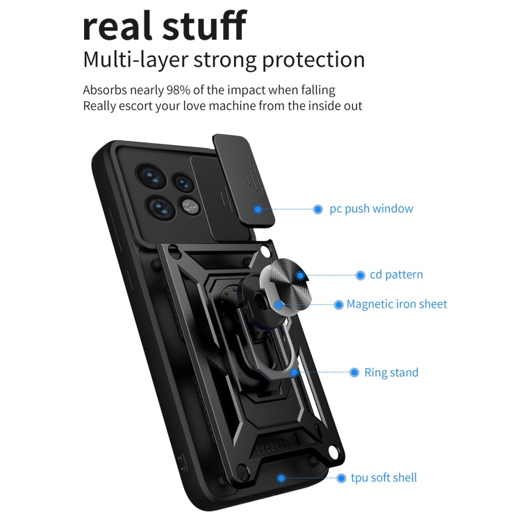 For Motorola Edge 40 Pro Sliding Camera Cover Design TPU Hybrid PC Phone Case(Black) - Motorola Cases by buy2fix | Online Shopping UK | buy2fix