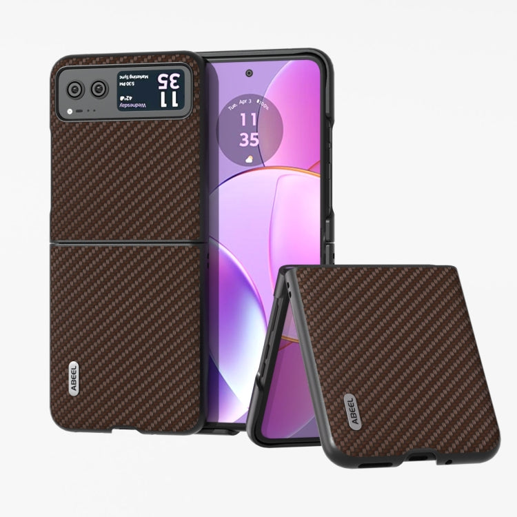 For Motorola Razr 40 ABELL Carbon Fiber Protective Phone Case(Dark Brown) - Motorola Cases by buy2fix | Online Shopping UK | buy2fix