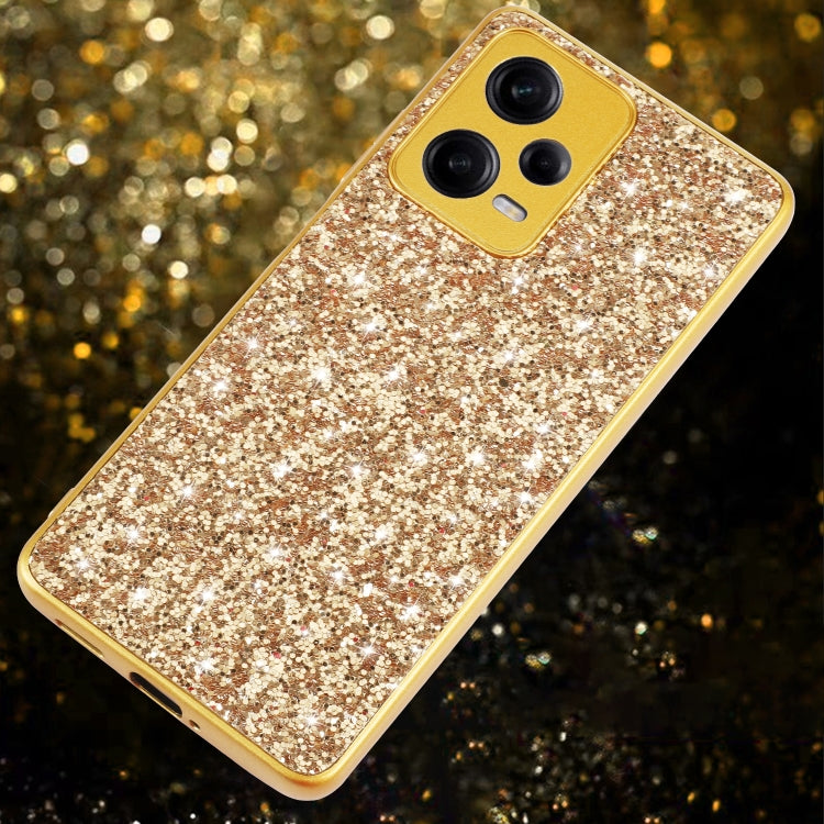 For Xiaomi Redmi Note 12 Pro 5G Global Glitter Powder Shockproof TPU Phone Case(Gold) - Note 12 Pro Cases by buy2fix | Online Shopping UK | buy2fix