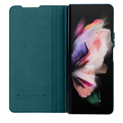 For Samsung Galaxy Z Fold5 NILLKIN QIN Series Pro Sliding Camera Cover Design Leather Phone Case(Cyan) - Galaxy Z Fold5 Cases by NILLKIN | Online Shopping UK | buy2fix