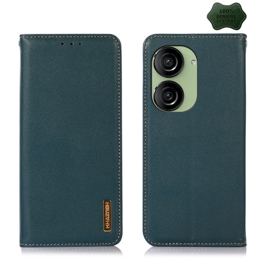 For Asus ZenFone 10 / ZenFone 9 KHAZNEH Nappa Top Layer Cowhide Leather Phone Case(Green) - ASUS Cases by buy2fix | Online Shopping UK | buy2fix