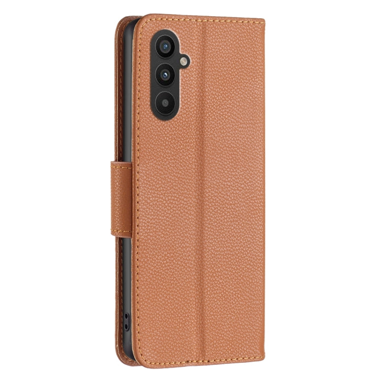 For Samsung Galaxy A25 5G Litchi Texture Pure Color Flip Leather Phone Case(Brown) - Galaxy Phone Cases by buy2fix | Online Shopping UK | buy2fix