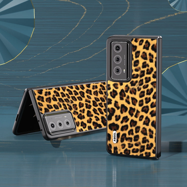 For Honor Magic V2 ABEEL Black Edge Leopard Phone Case(Golden) - Honor Cases by buy2fix | Online Shopping UK | buy2fix