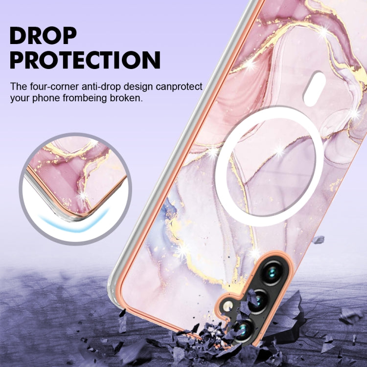 For Samsung Galaxy A34 5G Marble Pattern Dual-side IMD Magsafe TPU Phone Case(Rose Gold 005) - Galaxy Phone Cases by buy2fix | Online Shopping UK | buy2fix