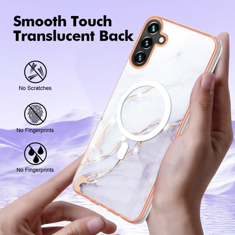 For Samsung Galaxy A34 5G Marble Pattern Dual-side IMD Magsafe TPU Phone Case(White 006) - Galaxy Phone Cases by buy2fix | Online Shopping UK | buy2fix