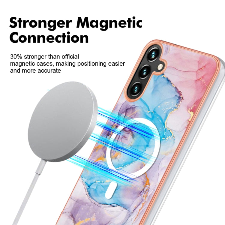 For Samsung Galaxy A54 5G Marble Pattern Dual-side IMD Magsafe TPU Phone Case(Blue Marble) - Galaxy Phone Cases by buy2fix | Online Shopping UK | buy2fix