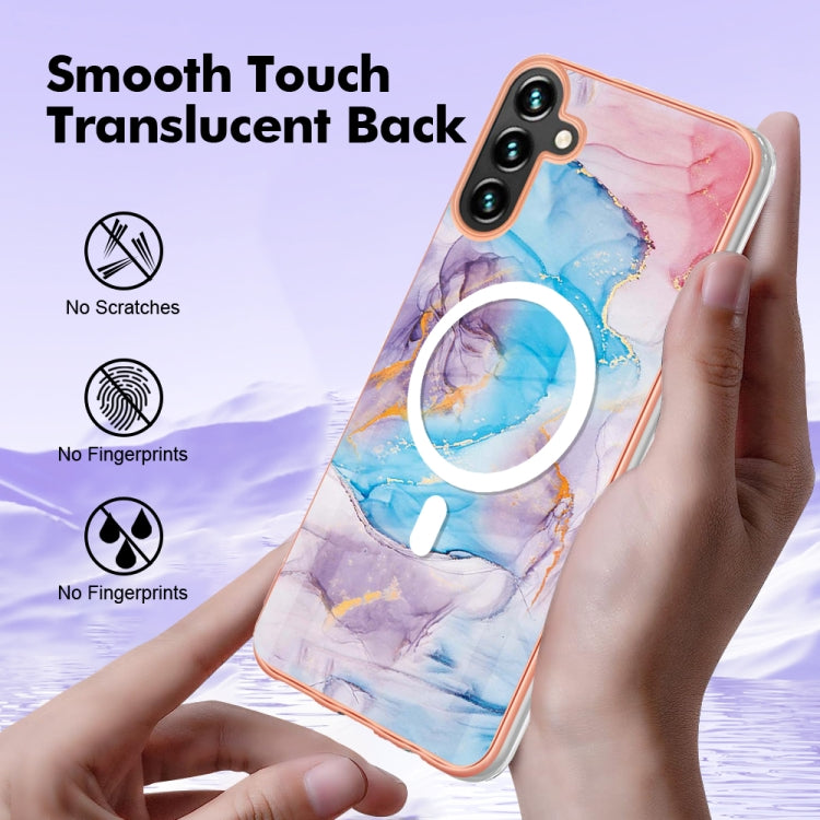 For Samsung Galaxy A54 5G Marble Pattern Dual-side IMD Magsafe TPU Phone Case(Blue Marble) - Galaxy Phone Cases by buy2fix | Online Shopping UK | buy2fix