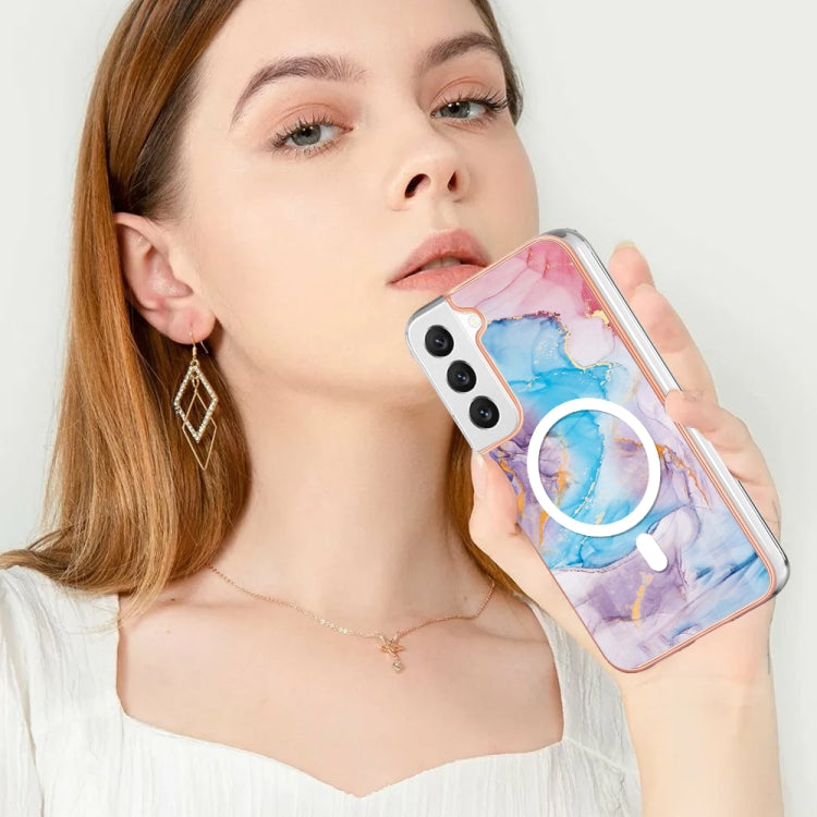 For Samsung Galaxy S23+ 5G Marble Pattern Dual-side IMD Magsafe TPU Phone Case(Blue Marble) - Galaxy S23+ 5G Cases by buy2fix | Online Shopping UK | buy2fix