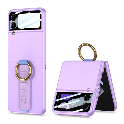 For Samsung Galaxy Z Flip3 5G GKK Integrated Ultrathin Shockproof Phone Case with Ring Wrist Strap(Purple) - Galaxy Phone Cases by GKK | Online Shopping UK | buy2fix