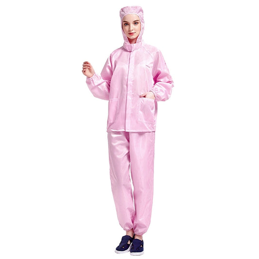 Striped Anti-static Split Hood Dust-proof Work Suit, Size:M(Pink) - Protective Clothing by buy2fix | Online Shopping UK | buy2fix