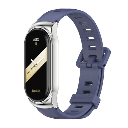 For Xiaomi Mi Band 8 Mijobs CS Case Flat Hole Silicone Watch Band(Blue Silver) - Watch Bands by MIJOBS | Online Shopping UK | buy2fix