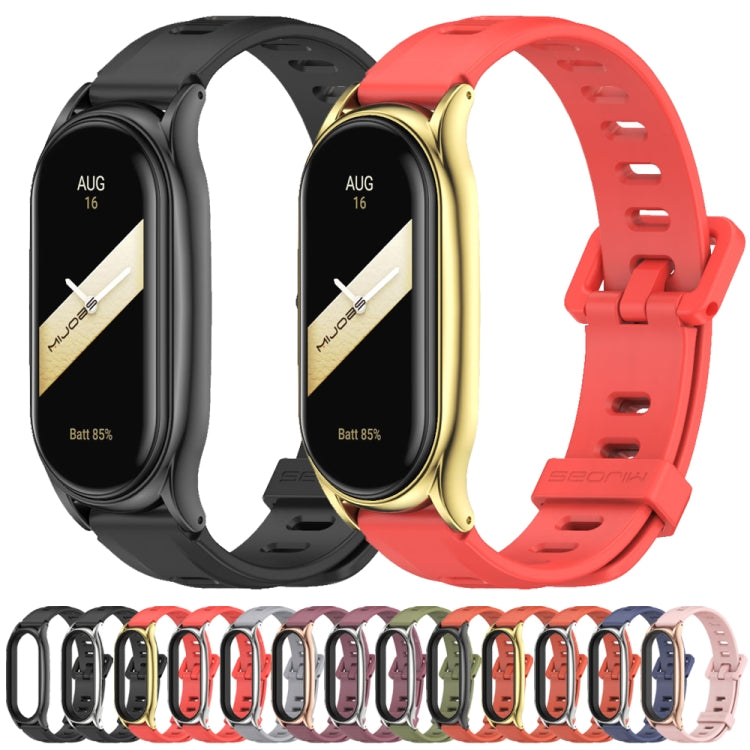 For Xiaomi Mi Band 8 Mijobs Plus Case Flat Hole Silicone Watch Band(Orange Gold) - Watch Bands by MIJOBS | Online Shopping UK | buy2fix