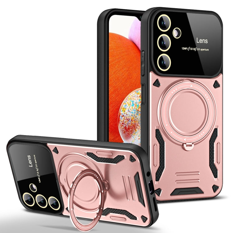 For Samsung Galaxy A14 5G Large Window MagSafe Holder Phone Case(Rose Gold) - Galaxy Phone Cases by buy2fix | Online Shopping UK | buy2fix