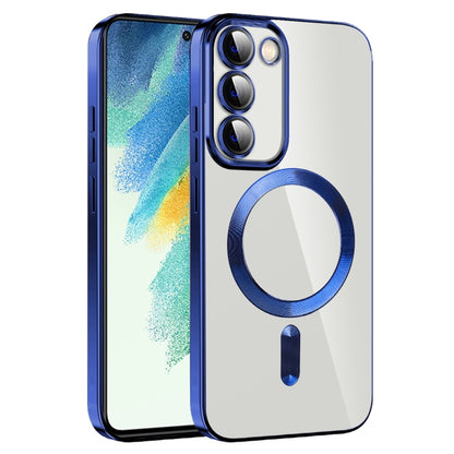 For Samsung Galaxy S21 FE 5G CD Texture Plating TPU MagSafe Phone Case with Lens Film(Royal Blue) - Galaxy Phone Cases by buy2fix | Online Shopping UK | buy2fix