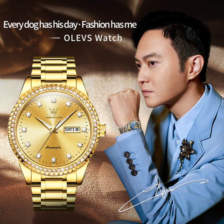 OLEVS 7003 Men Multifunctional Waterproof Mechanical Watch(Gold) - Metal Strap Watches by OLEVS | Online Shopping UK | buy2fix