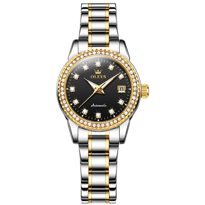 OLEVS 7003 Women Multifunctional Waterproof Mechanical Watch(Gold + Black) - Metal Strap Watches by OLEVS | Online Shopping UK | buy2fix