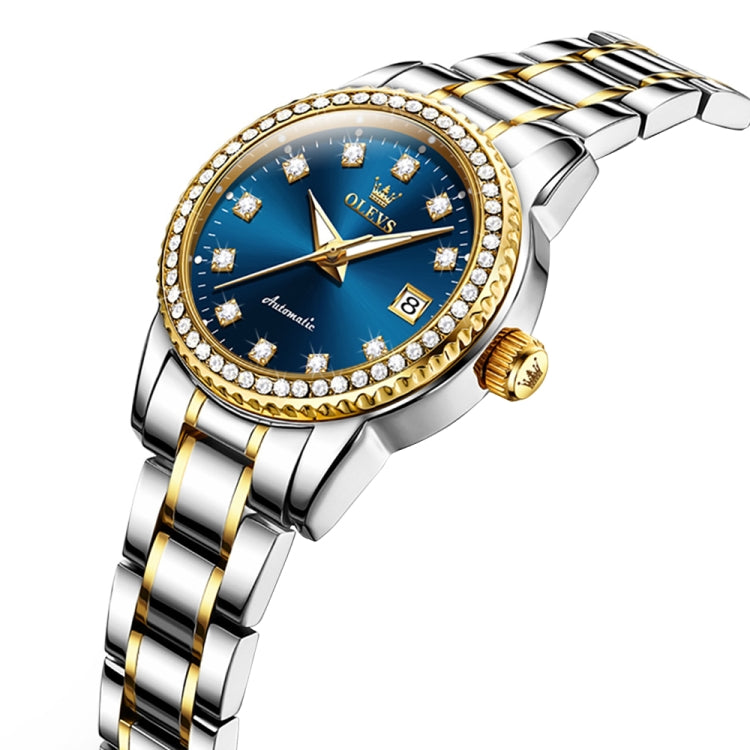 OLEVS 7003 Women Multifunctional Waterproof Mechanical Watch(Gold + Blue) - Metal Strap Watches by OLEVS | Online Shopping UK | buy2fix