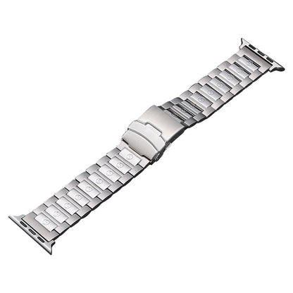 For Apple Watch Series 7 45mm Safety Buckle Titanium Steel Watch Band(Silver) - Watch Bands by buy2fix | Online Shopping UK | buy2fix