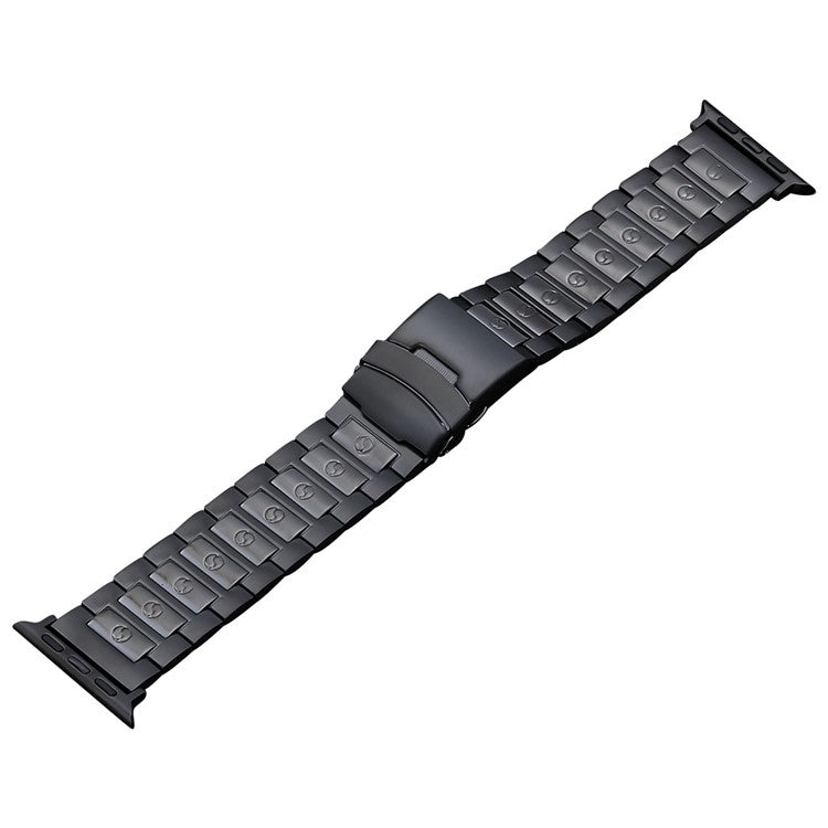 For Apple Watch Series 9 41mm Safety Buckle Titanium Steel Watch Band(Black) - Watch Bands by buy2fix | Online Shopping UK | buy2fix