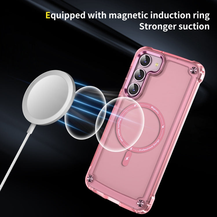 For Samsung Galaxy S22+ 5G Skin Feel TPU + PC MagSafe Magnetic Phone Case(Transparent Pink) - Galaxy S22+ 5G Cases by buy2fix | Online Shopping UK | buy2fix