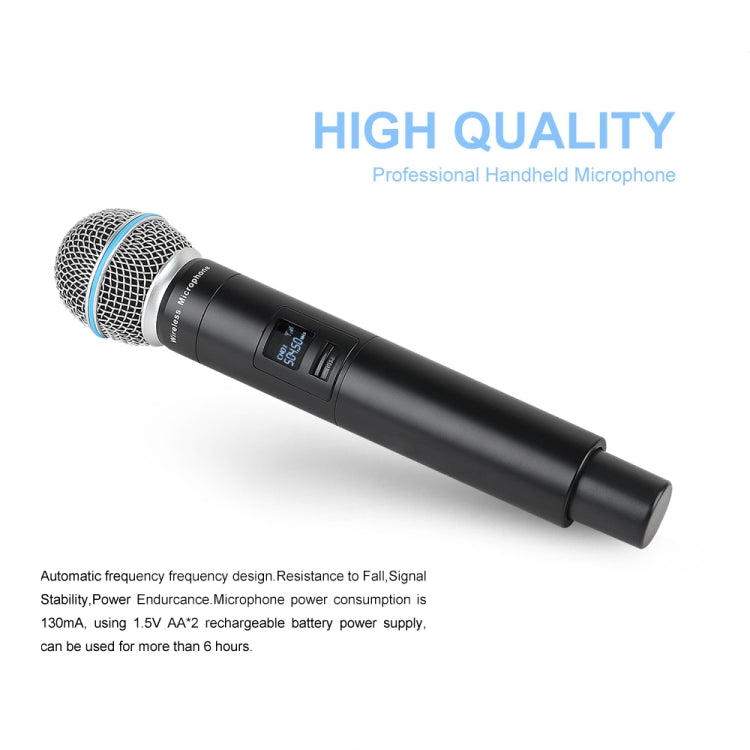 XTUGA A140-H Wireless Microphone System 4 Channel UHF Handheld Microphone(US Plug) - Microphone by XTUGA | Online Shopping UK | buy2fix