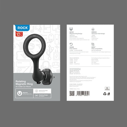 ROCK RPH1000 Car Air Vent Rotating Magnetic Ring Phone Mount(Black) - Car Holders by ROCK | Online Shopping UK | buy2fix