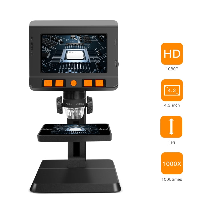 P110 50X-1000X Desktop Electronic Digital Microscope with 4.3 inch Screen - Digital Microscope by buy2fix | Online Shopping UK | buy2fix