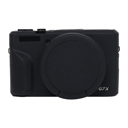 For Canon PowerShot G7 X Mark III / G7X3 Soft Silicone Protective Case with Lens Cover(Black) - Protective Case by buy2fix | Online Shopping UK | buy2fix