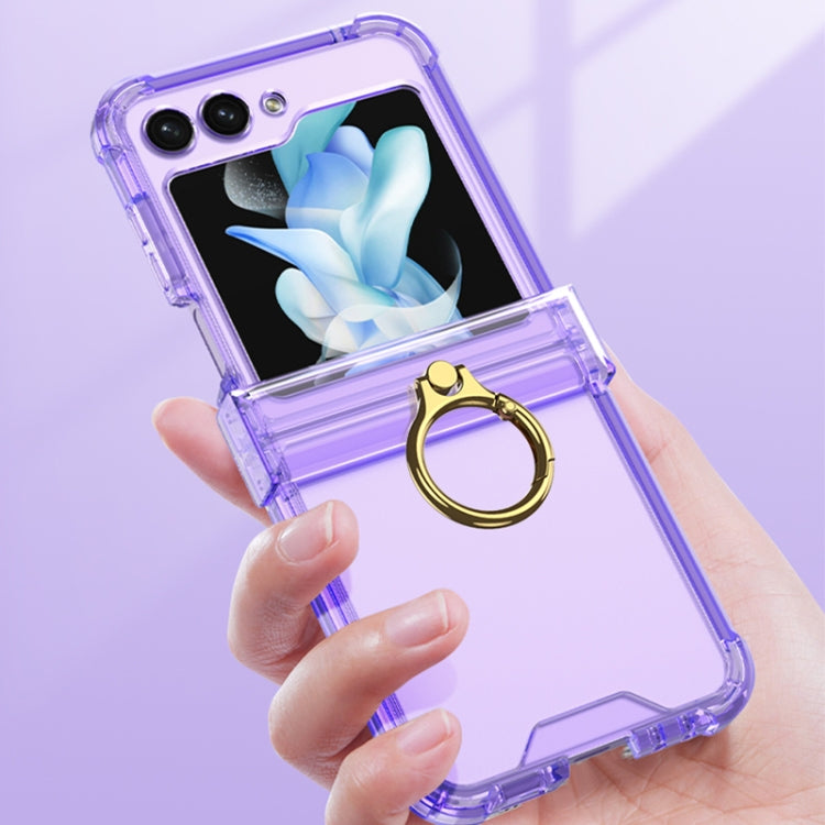 For Samsung Galaxy Z Flip5 Gkk Airbag Hinge Silicone Phone Case with Ring Holder(Transparent Blue) - Galaxy Z Flip5 Cases by GKK | Online Shopping UK | buy2fix