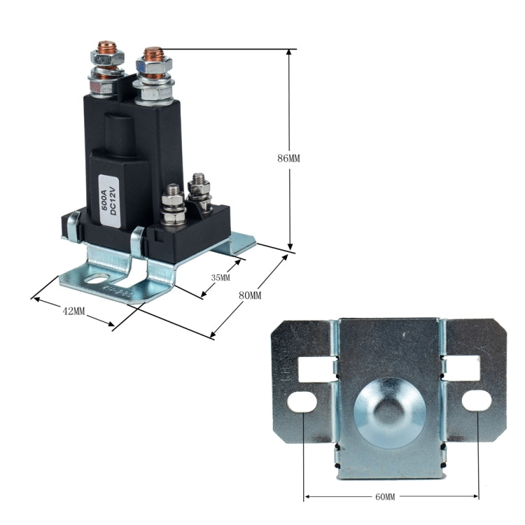 Car Modification Small Contact 12V / 500A Contact Dual Battery High Current DC Relay - In Car by buy2fix | Online Shopping UK | buy2fix