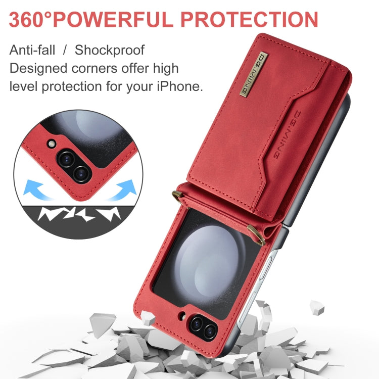 For Samsung Galaxy Z Flip5 5G DG.MING M2 Series Card Bag Magnetic Leather Phone Case(Red) - Galaxy Z Flip5 Cases by DG.MING | Online Shopping UK | buy2fix