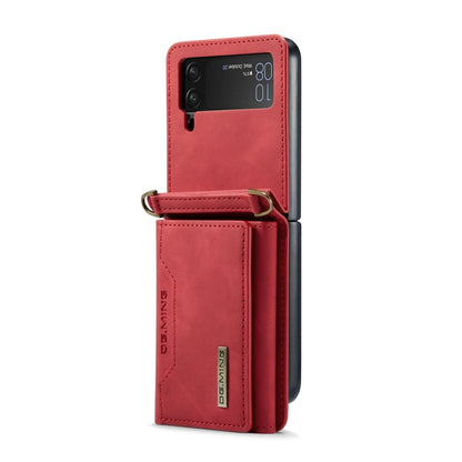 For Samsung Galaxy Z Flip3 5G DG.MING M2 Series Card Bag Magnetic Leather Phone Case(Red) - Galaxy Phone Cases by DG.MING | Online Shopping UK | buy2fix