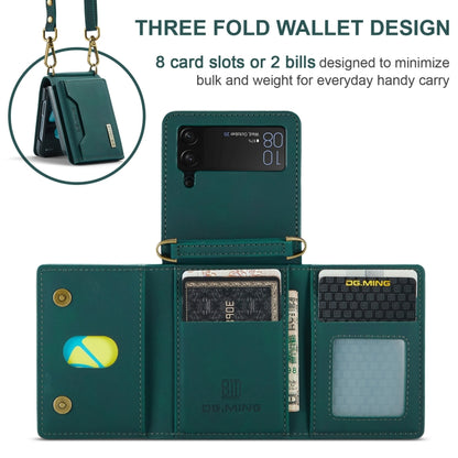 For Samsung Galaxy Z Flip4 5G DG.MING M2 Series Card Bag Magnetic Leather Phone Case(Green) - Galaxy Z Flip4 5G Cases by DG.MING | Online Shopping UK | buy2fix