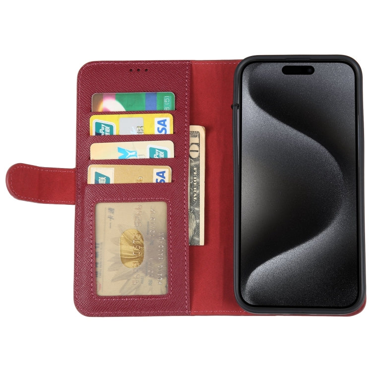 For iPhone 15 Pro GEBEI Top-grain Horizontal Flip Leather Phone Case(Wine Red) - iPhone 15 Pro Cases by GEBEI | Online Shopping UK | buy2fix