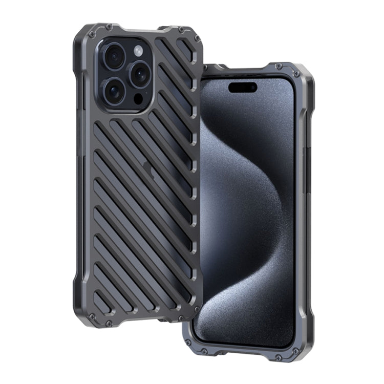 For iPhone 15 Pro Max R-JUST Breathable Armor Phone Case(Space Grey) - iPhone 15 Pro Max Cases by R-JUST | Online Shopping UK | buy2fix