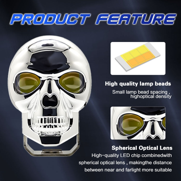 26W 3000LM Car Motorcycle IP68 Waterproof Skull Style Spotlight(Black) - Headlights by buy2fix | Online Shopping UK | buy2fix