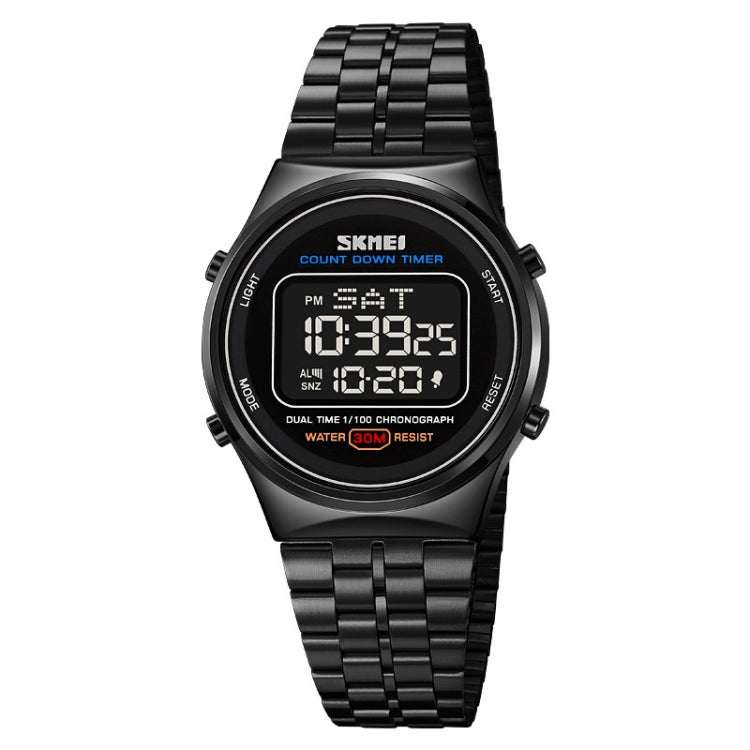 SKMEI 1882 Multifunctional Men 30M Waterproof Luminous Stainless Steel Digital Wrist Watch(Black) - Metal Strap Watches by SKMEI | Online Shopping UK | buy2fix