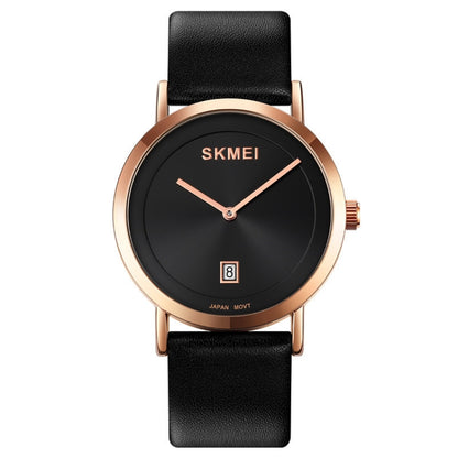 SKMEI 1907 Multifunctional Men 30M Waterproof Fashion Quartz Digital Wrist Watch(Rose Gold) - Leather Strap Watches by SKMEI | Online Shopping UK | buy2fix