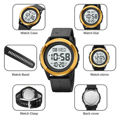 SKMEI 2047 Multifunctional Men 50M Waterproof Sports Digital Wrist Watch(Gold+White) - Silicone Strap Watches by SKMEI | Online Shopping UK | buy2fix