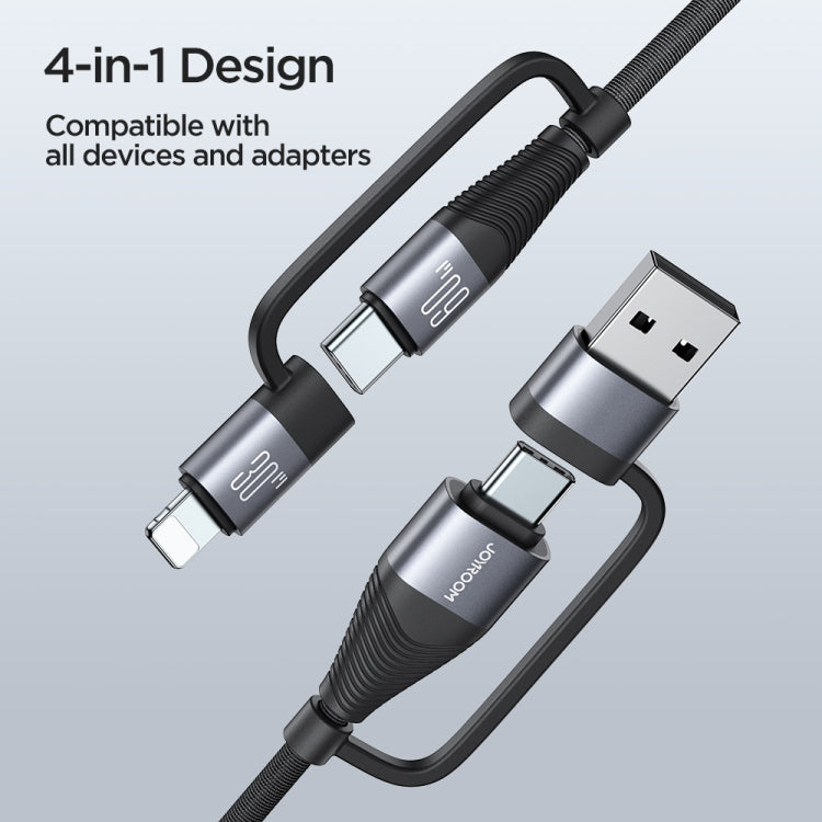 JOYROOM SA37-1T2 60W Multi-Function Series 2 in 1 Fast Charging Data Cable, Length:1.2m(Black) - Multifunction Cable by JOYROOM | Online Shopping UK | buy2fix