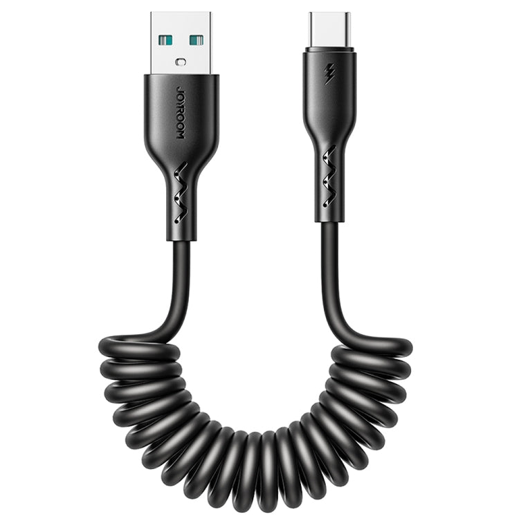 JOYROOM SA38-AC3 3A USB to USB-C / Type-C Coiled Fast Charging Data Cable, Length:1.5m(Black) - USB-C & Type-C Cable by JOYROOM | Online Shopping UK | buy2fix