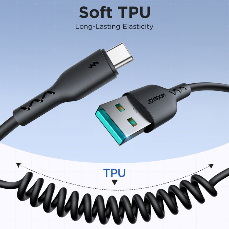 JOYROOM SA38-AC3 3A USB to USB-C / Type-C Coiled Fast Charging Data Cable, Length:1.5m(Black) - USB-C & Type-C Cable by JOYROOM | Online Shopping UK | buy2fix